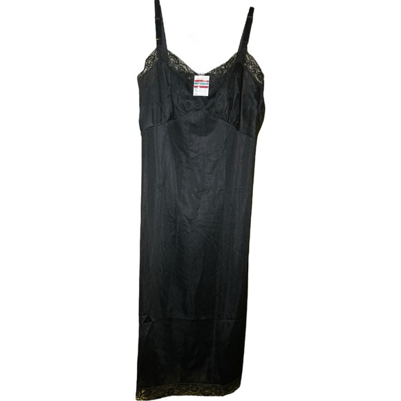 Sans Souci NWT Black Vintage Slip with Lace Detailing - Picture 1 of 6